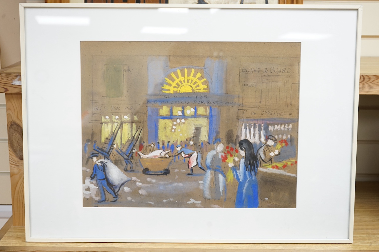 After Raoul Dufy (French, 1877-1943), gouache on paper, ‘ Au Soleil d'Or’, 36 x 46cm. Condition - fair-good